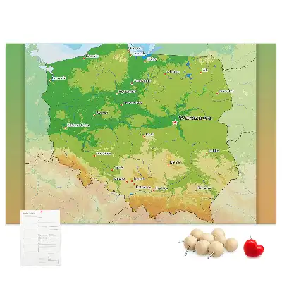 Hartă fizică a Poloniei din plută