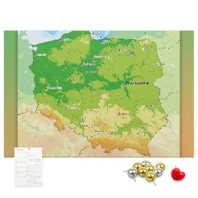 Hartă fizică a Poloniei din plută