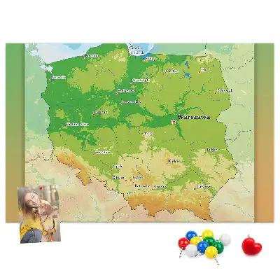 Hartă fizică a Poloniei din plută