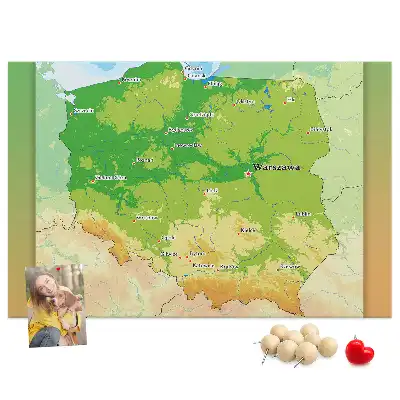 Hartă fizică a Poloniei din plută