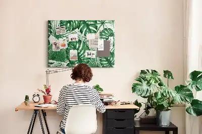 Panou din plută cu model frunze de monstera