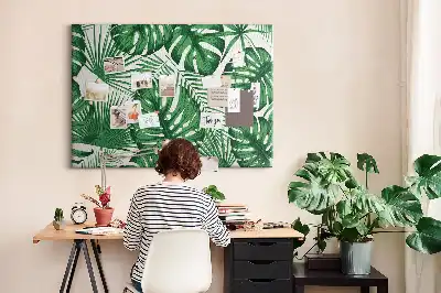 Panou din plută cu model frunze de monstera