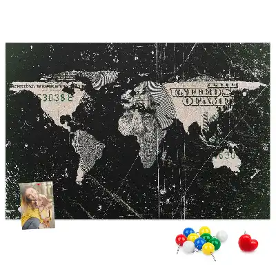 Panou din plută Hartă a lumii cu model dolar