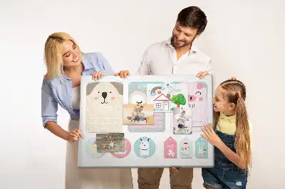 Panou din plută cu model Animăluțe fericite