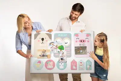 Panou din plută cu model Animăluțe fericite