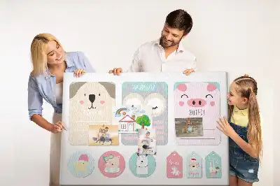Panou din plută cu model Animăluțe fericite