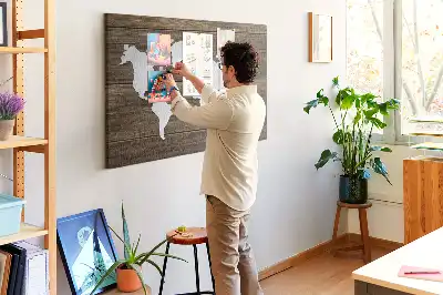Panou din plută Hartă a Lumii cu design de scânduri