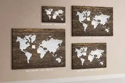 Panou din plută Hartă a Lumii cu design de scânduri