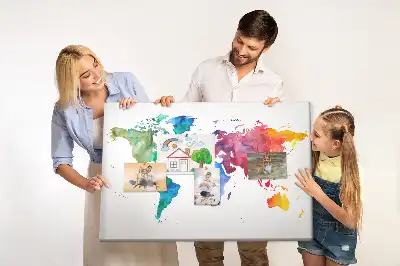 Hartă a lumii din plută cu design acuarelă