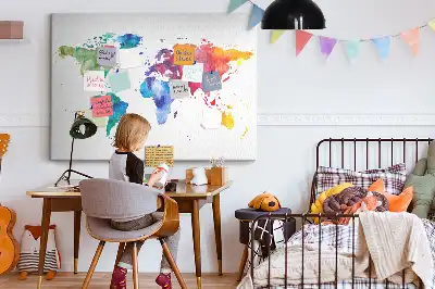 Hartă a lumii din plută cu design acuarelă