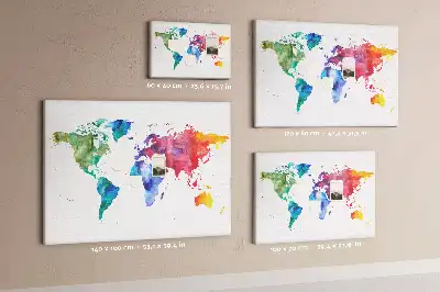 Hartă a lumii din plută cu design acuarelă