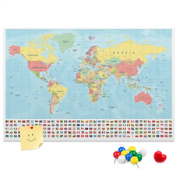 Tablă de plută cu hartă geografică a lumii