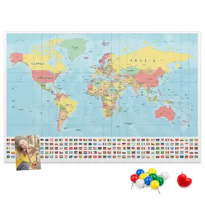 Tablă de plută cu hartă geografică a lumii