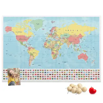 Tablă de plută cu hartă geografică a lumii