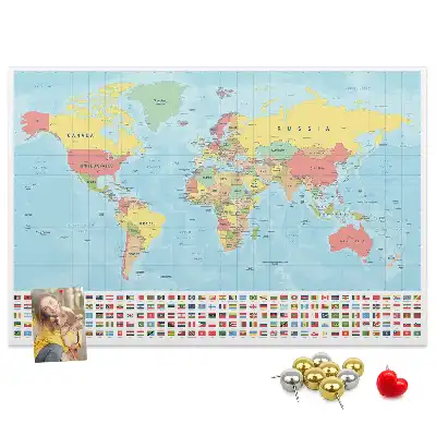 Tablă de plută cu hartă geografică a lumii