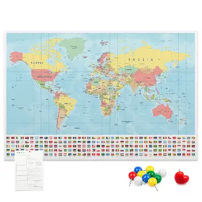 Tablă de plută cu hartă geografică a lumii