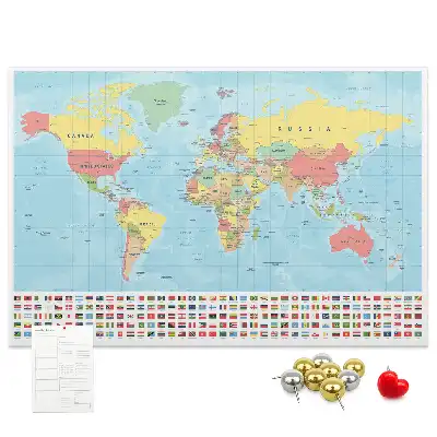 Tablă de plută cu hartă geografică a lumii