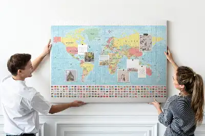 Tablă de plută cu hartă geografică a lumii