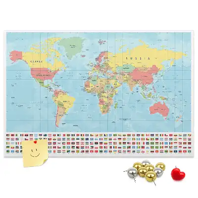 Tablă de plută cu hartă geografică a lumii