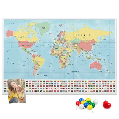 Tablă de plută cu hartă geografică a lumii