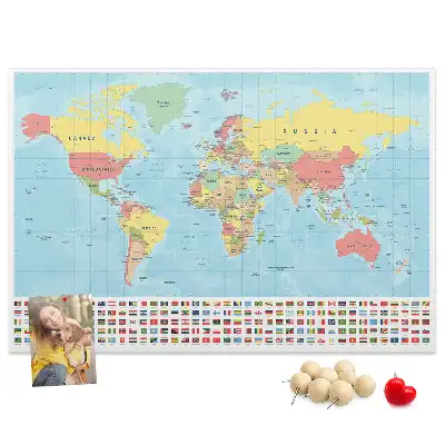 Tablă de plută cu hartă geografică a lumii