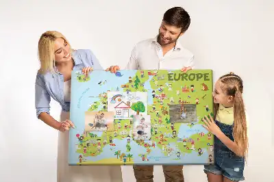 Panou din plută Hartă a lumii cu steaguri