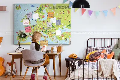 Panou din plută Hartă a lumii cu steaguri