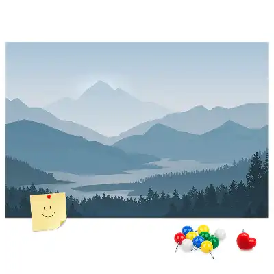 Tablou din plută cu panoramă a lanțului muntos