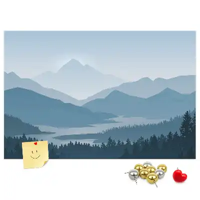 Tabla de pluta Panoramă a lanțului muntos
