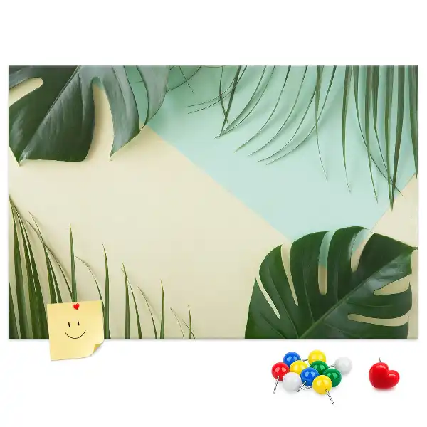 Panou din plută cu model frunze de Monstera