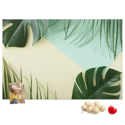 Panou din plută cu model frunze de Monstera