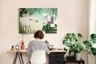 Panou din plută cu model frunze de Monstera