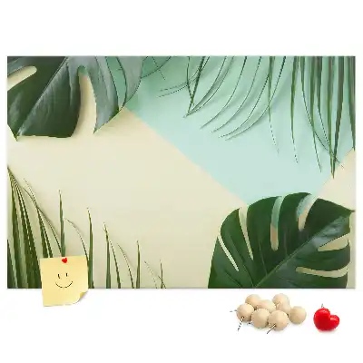 Panou din plută cu model frunze de Monstera