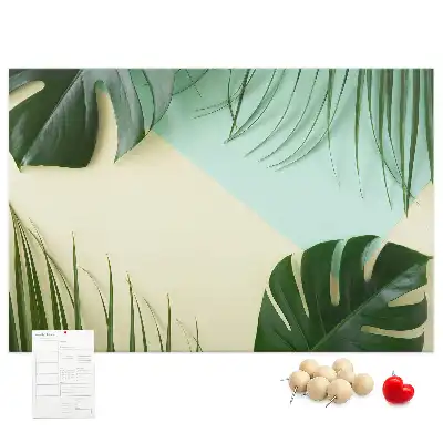 Panou din plută cu model frunze de Monstera
