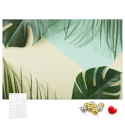 Panou din plută cu model frunze de Monstera