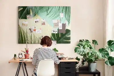 Panou din plută cu model frunze de Monstera
