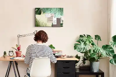 Panou din plută cu model frunze de Monstera