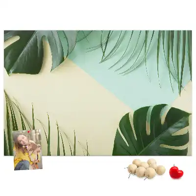 Panou din plută cu model frunze de Monstera