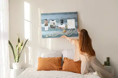 Tablă de plută cu design de scânduri în dungi cu scoici