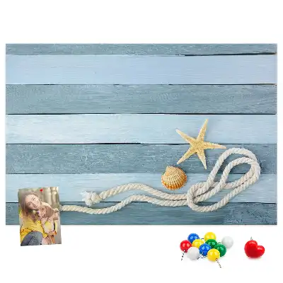 Tablă de plută cu design de scânduri în dungi cu scoici