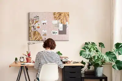 Panou din plută cu imprimeu frunze tropicale aurii