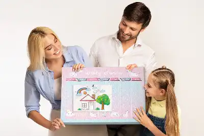 Tablă din plută tip planificator săptămânal cu model inorogi