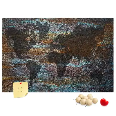 Panou din plută Hartă a lumii culoarea ruginii