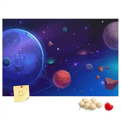 Panou de plută cu model planete și galaxie
