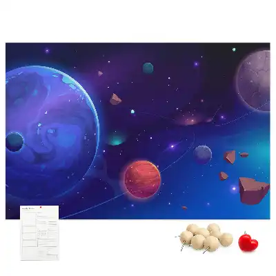 Panou de plută cu model planete și galaxie