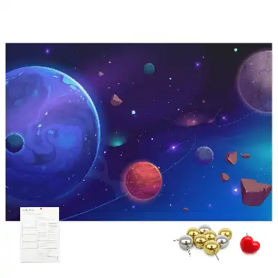 Panou de plută cu model planete și galaxie