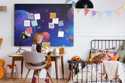 Panou de plută cu model planete și galaxie