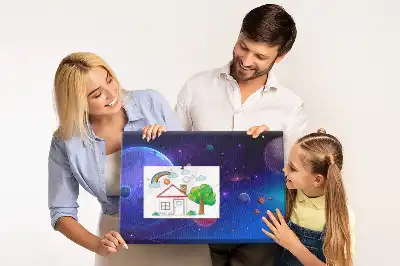 Panou de plută cu model planete și galaxie