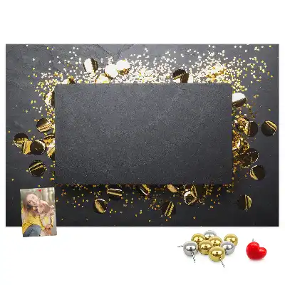 Tablă de plută cu confetti aurii