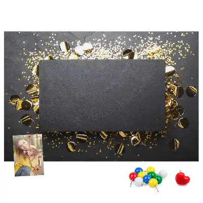 Tablă de plută cu confetti aurii